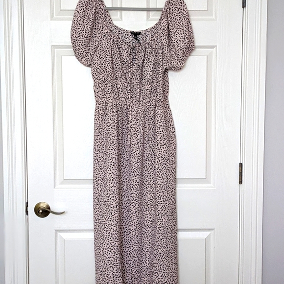 NWT Bubble Sleeve Smocked Midi Dress Who What Wear Large - Picture 2 of 7